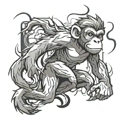 Anime Style Monkey With Lightning