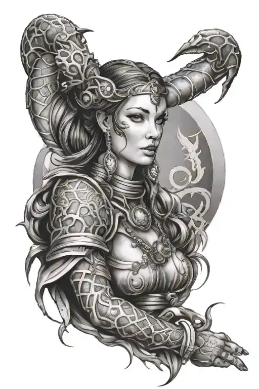 Full Sleeve Scorpio Maiden With Cool Background