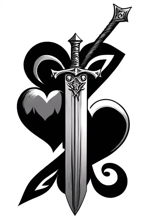 A Sword Cutting Through Spades And Heart