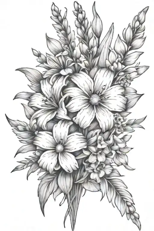 Daisy And Gladiolus And Larkspur Flower Bouquet