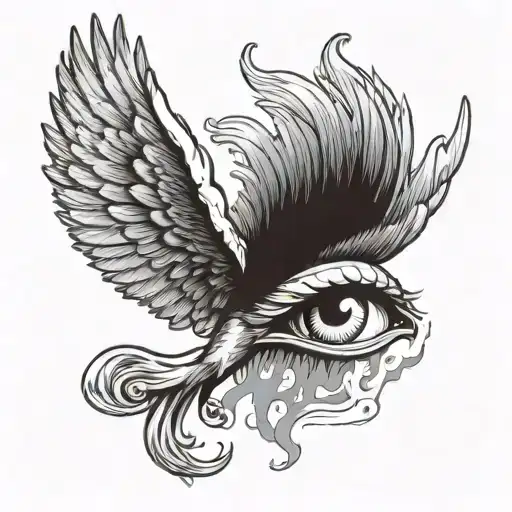 Icarus Falling While Crying Eye