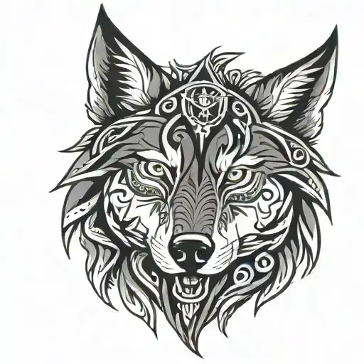 Tribal Wolf Clock