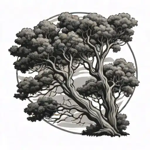 Draw Of A Tree Canopy Shaking With The Wind