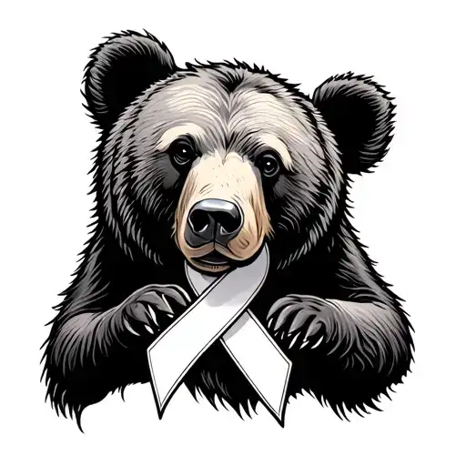 Bear With Cancer Ribbon