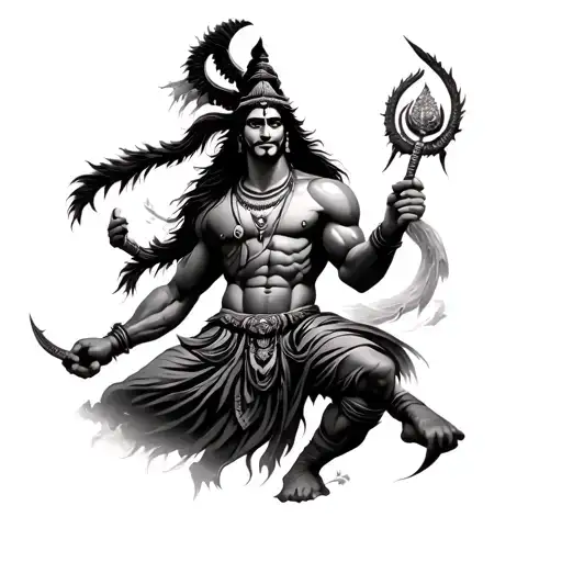 Lord Shiva Warrior Battling