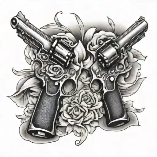 Two Revolvers With The Words Freedom Or Glory