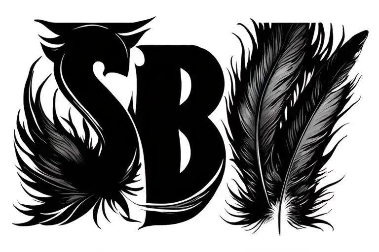 Letter Sbm With Peackok Feather Feather Feather