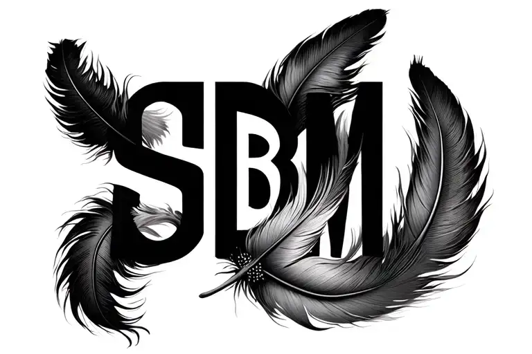 Letter Sbm With Peackok Feather Feather Feather Transforming