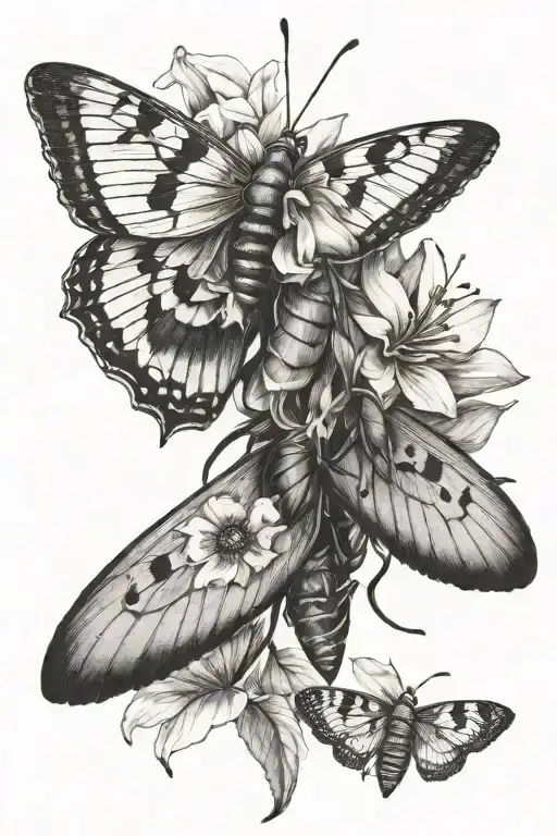 Flower And Moth Emerging