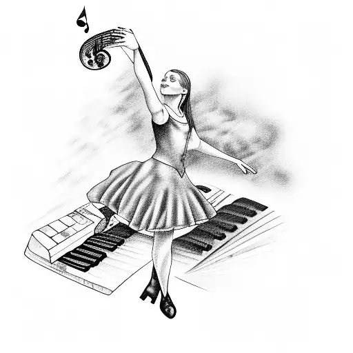 Irish Dancer With Musical Notes And Piano Keys