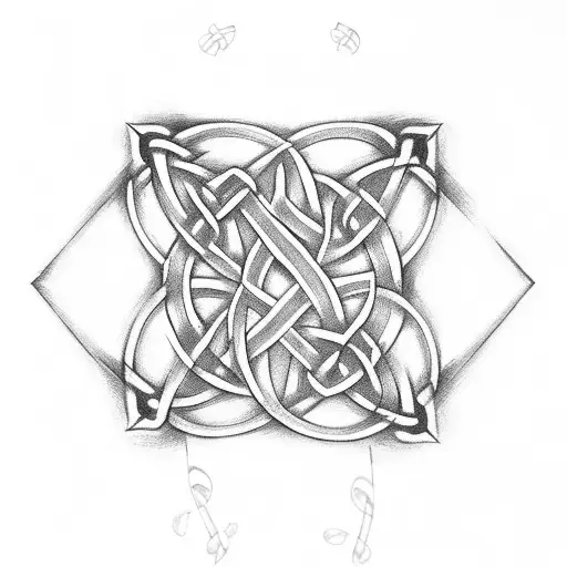 Celtic Knot With Musical Notes And Piano Keys