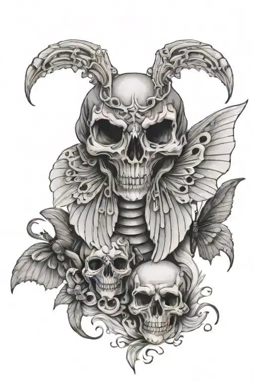 Angel Of Death Moth With Skulls