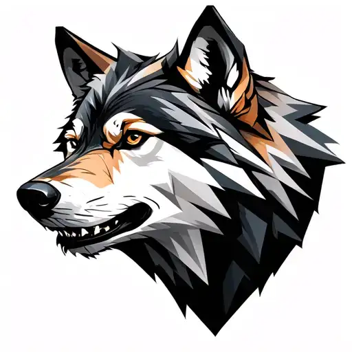 Geometric Wolf Design Half Angry And Calm