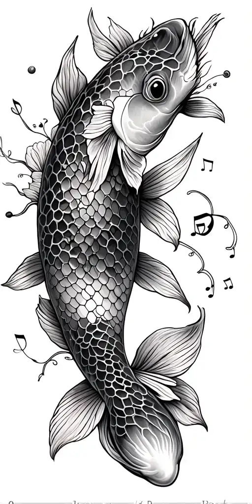 Koi Fish Music Plane Flowers Honey Comb