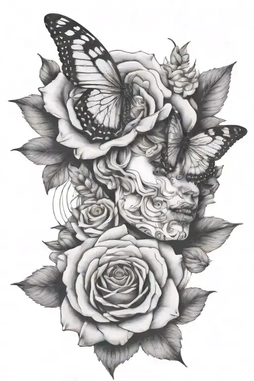 Apstrakt Face Rose Buterflay