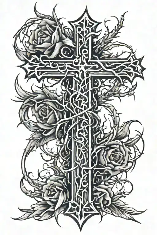 Basic Cross With Thorns Wrapped Around It