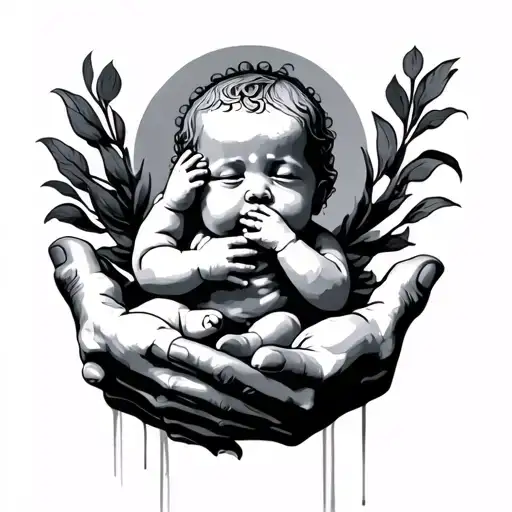 The Hands Of God Holding Wiping Away Tears From A Baby