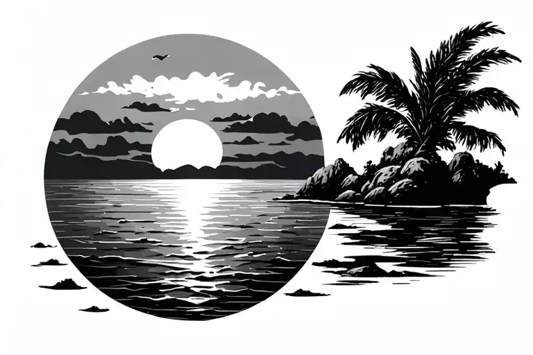 Simple Sunset Over Calm Ocean