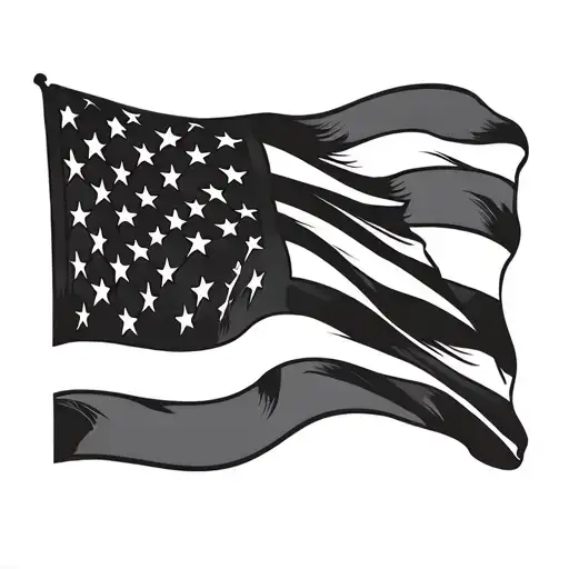 Line American Flag Not Waving