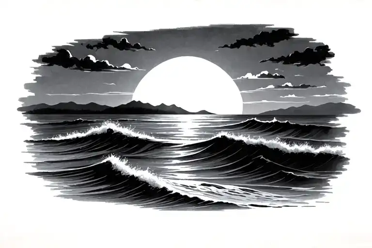 Simple Sunset Over Calm Ocean