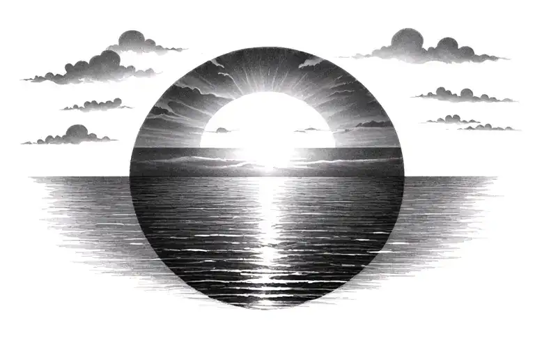 Sunset Over Calm Ocean Calm Waters