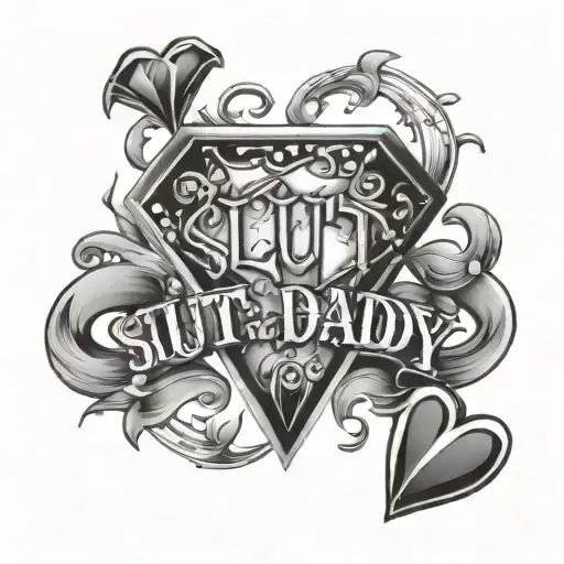 Diamond And Hearts Around The Word Slut 4 Daddy