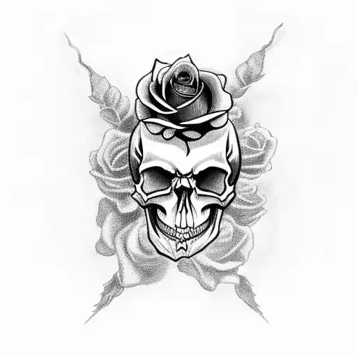 Skull With Rose And Smoke