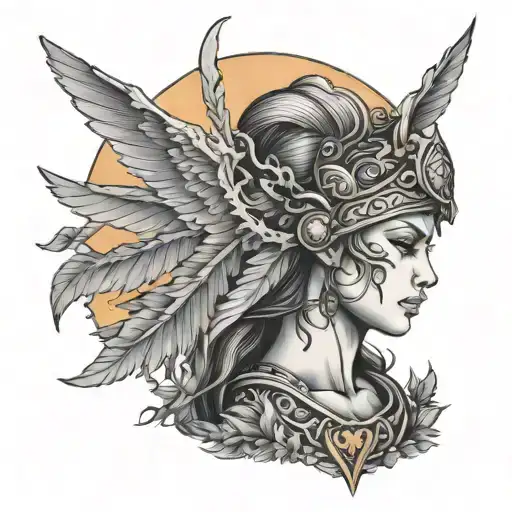 Valkyrie With African Tree And Sunset