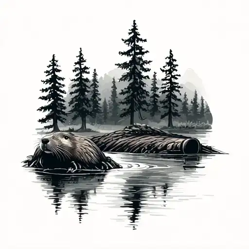 A Forest With A River And A Beaver Dam