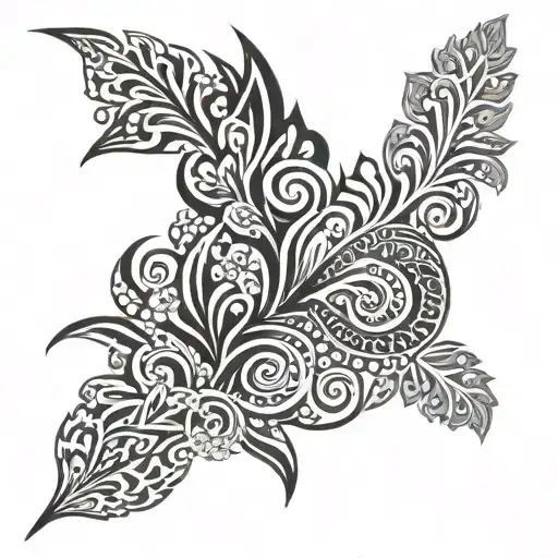New Zealand Waikato River Native Plant Tribal Pattern