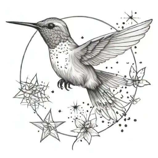 Hummingbird Standing On Sagittarius Constellation