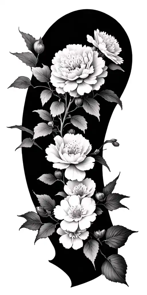 Carnations And Cherry Blossom Tree