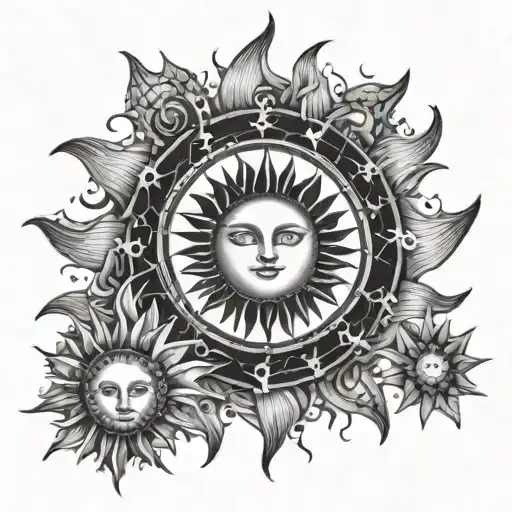 Sun Surrounded By Stars Symbolic Of Eternal Love