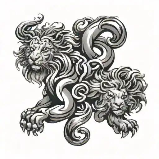 Leo Zodiac Sign Intertwined