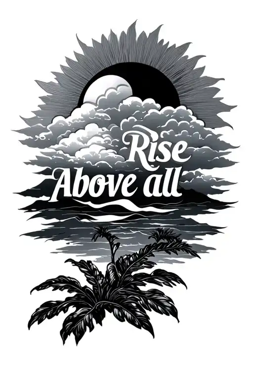 Filipino Sun With Clouds Underneath With The Saying Rise Above All