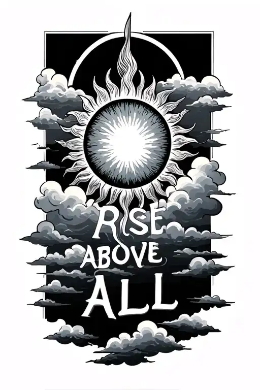 Sun With Clouds Underneath With The Saying Rise Above All