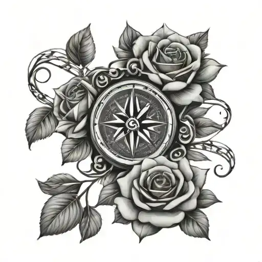 Roses Compass Intertwined