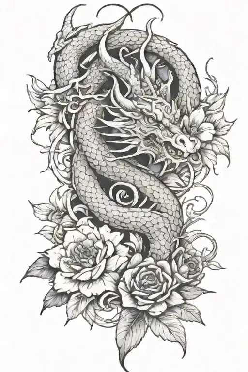 Dragon And Flowers