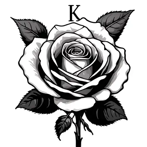 Long Rose With Kayla Initial Between It