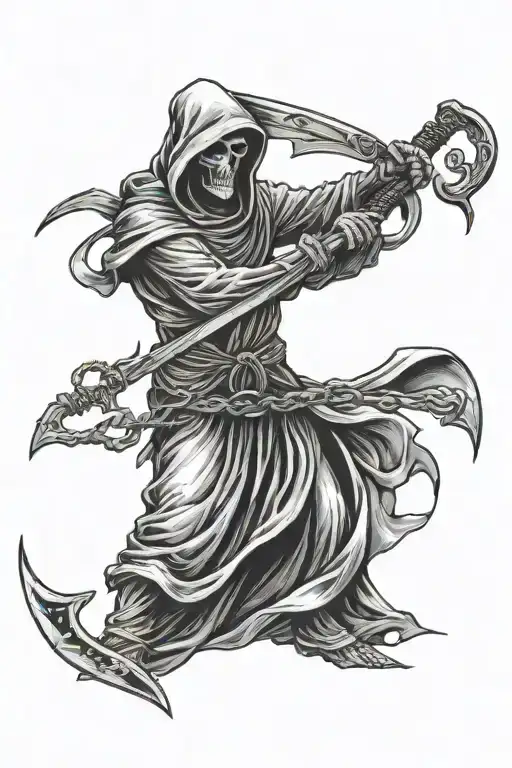 Grim Reaper Holding A Scythe Realism Style