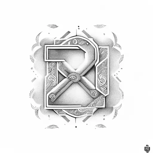 A Tamil Letter Incorporated Into A Cartoon Design In Black-grey Style