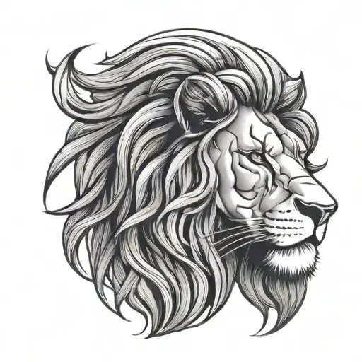 Monoline Lion Face Made Only