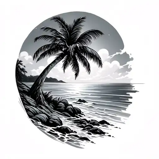 Palm Tree With Shore Line
