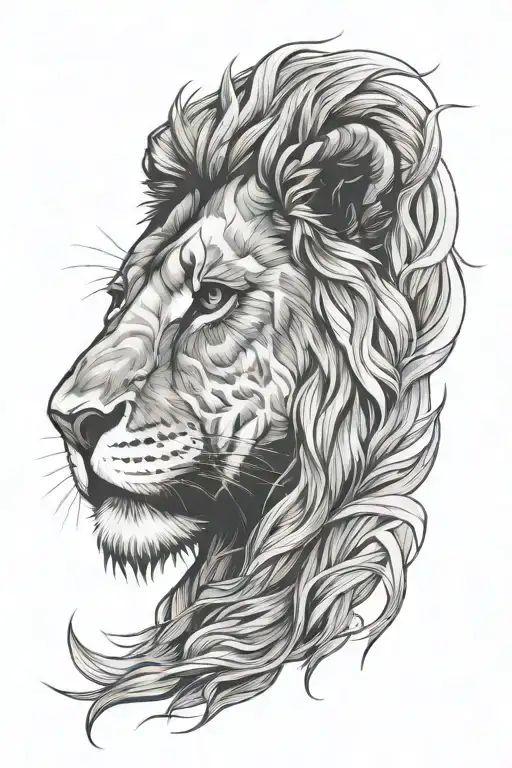 Monoline Lion Face Made Only Without Darkness