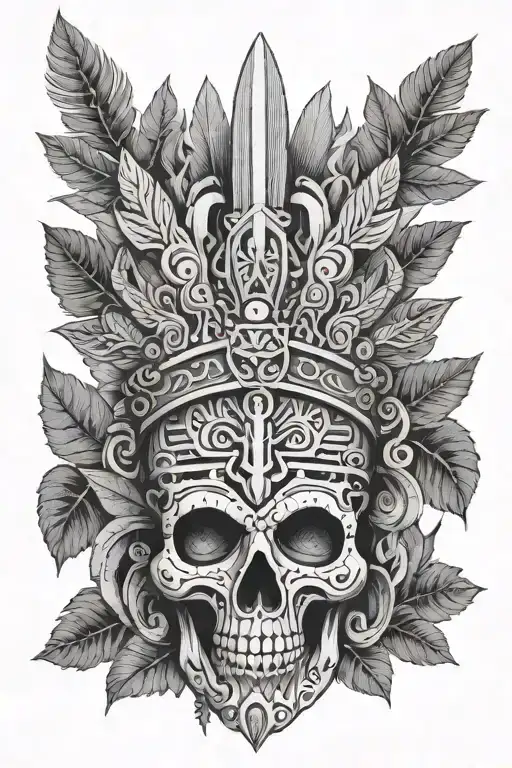 Aztec Skull In Forest