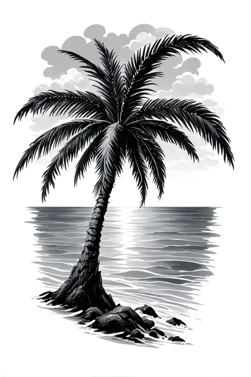 Palm Tree With Shore Line