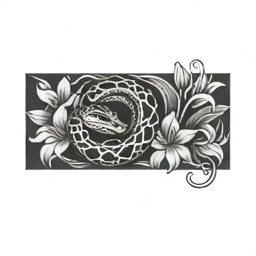 Snake Wrapped 3 Lilly Flower