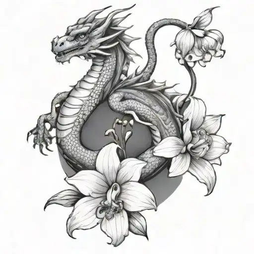 Dragons With Orchid