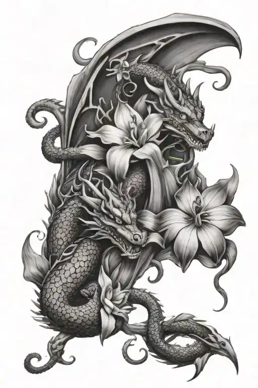 Dragons With Orchid