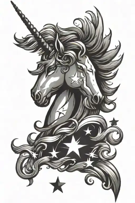 Star With Unicorn Head Silhouette